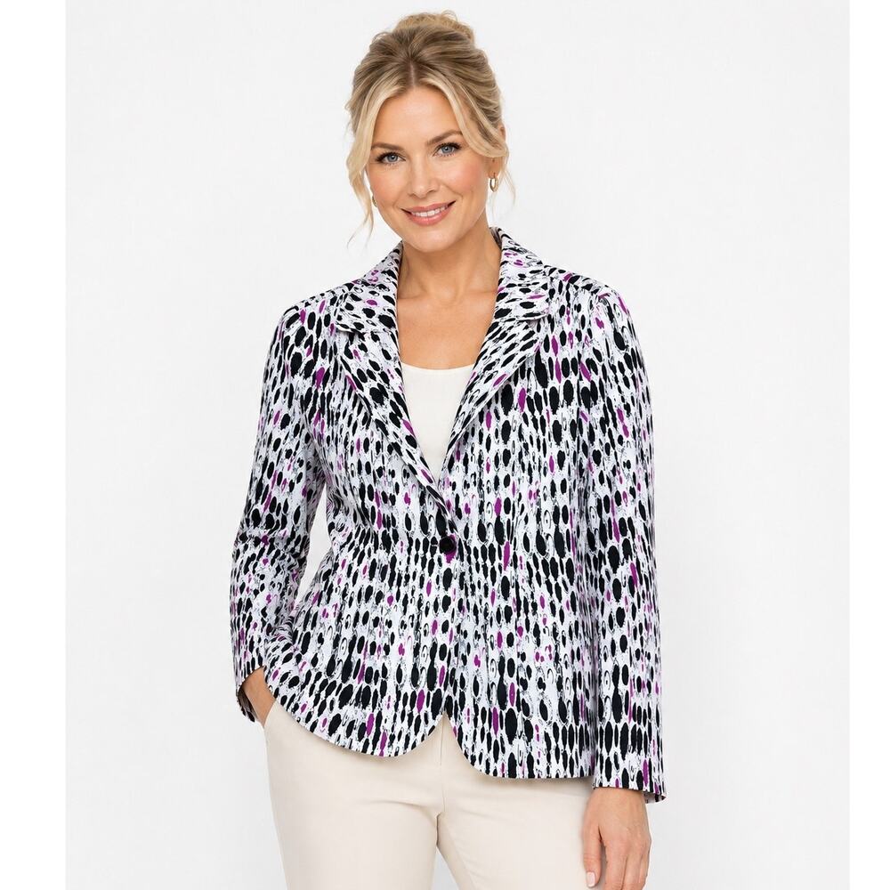 Tanjay Watercolor Print Black and Pink Blazer